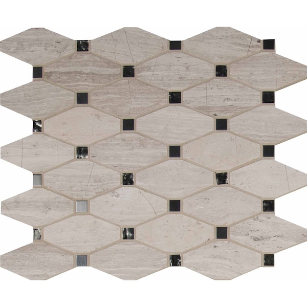 Msi Bayview Elongated Octagon SAMPLE Glass Metal Mesh-Mounted Mosaic Tile ZOR-MD-0461-SAM - main